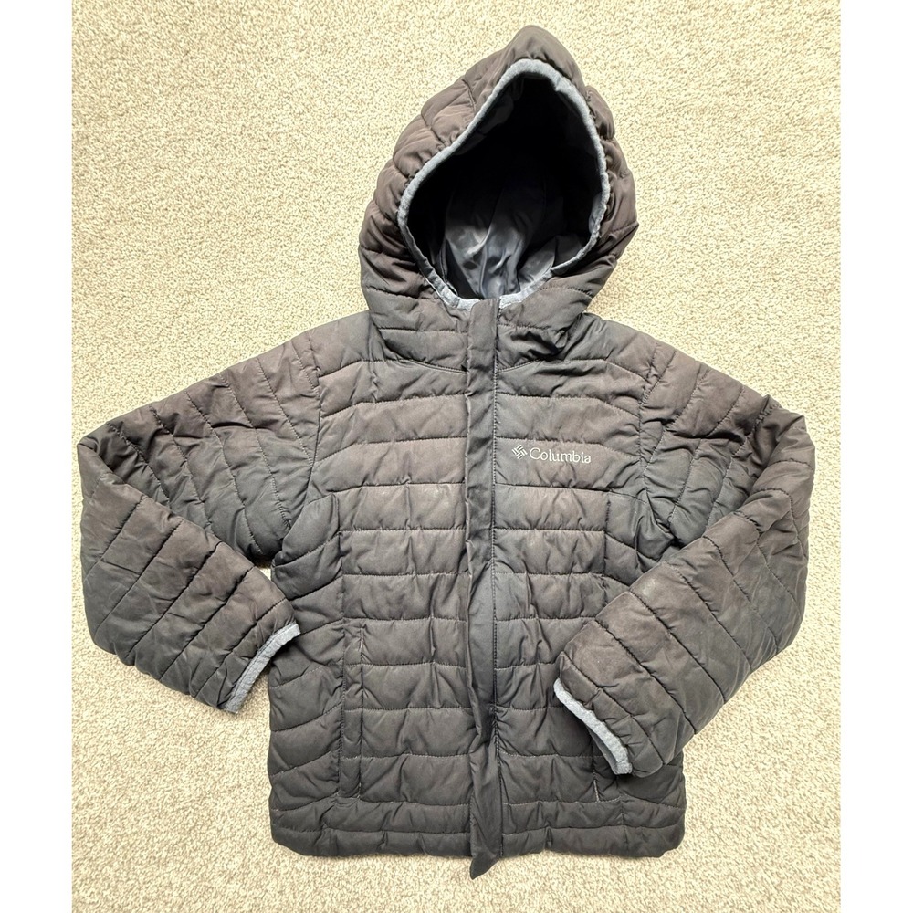 Columbia Kids Puffer Jacket Hooded Quilted Zip‎ Front Black XXS